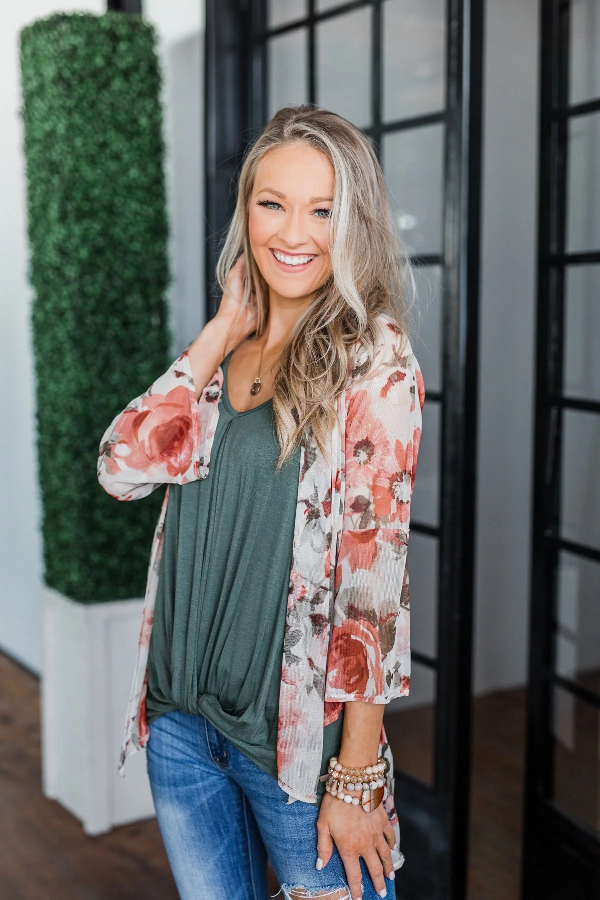 Sing A Little Louder Floral Kimono- Taupe - Image 4