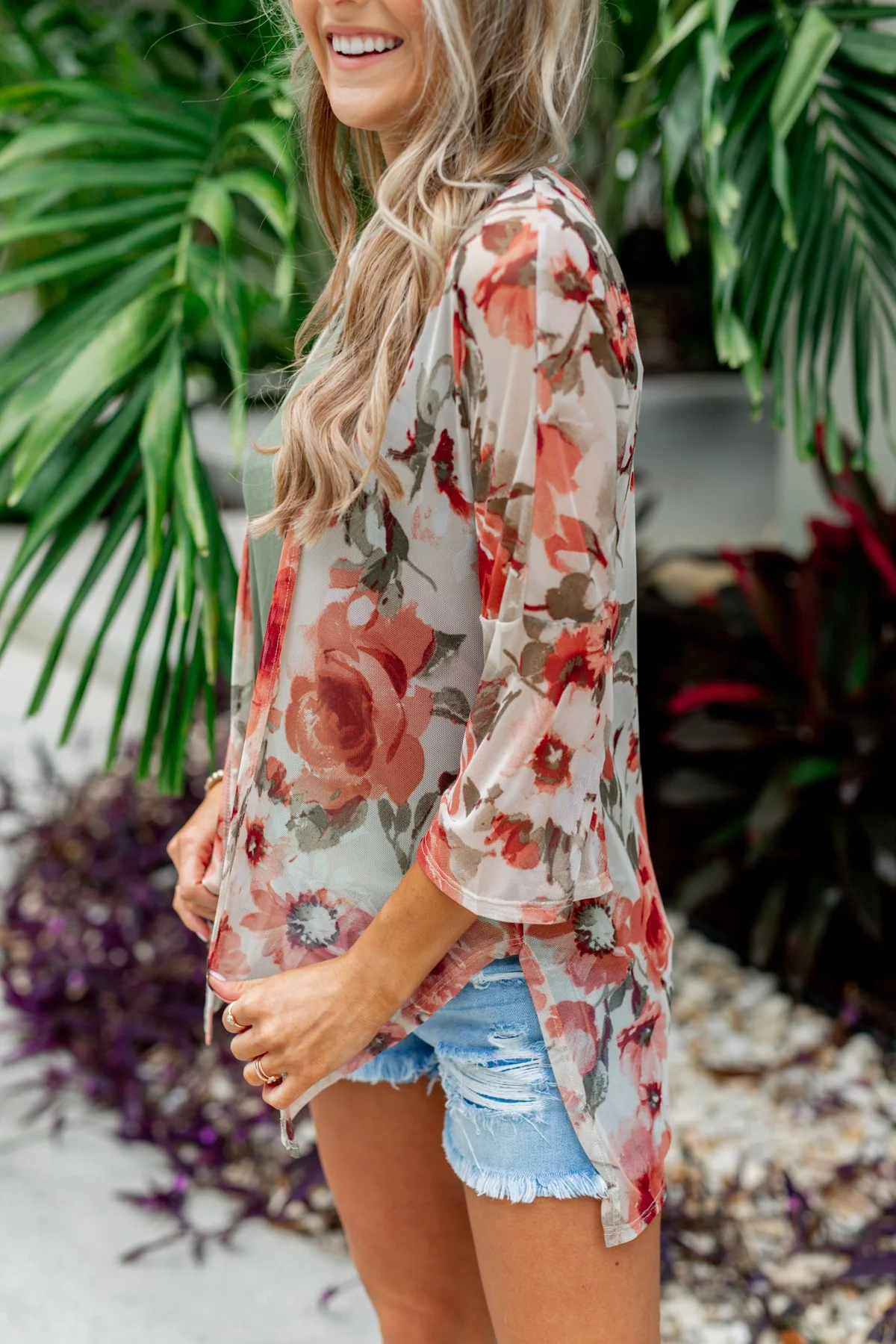 Sing A Little Louder Floral Kimono- Taupe - Image 6