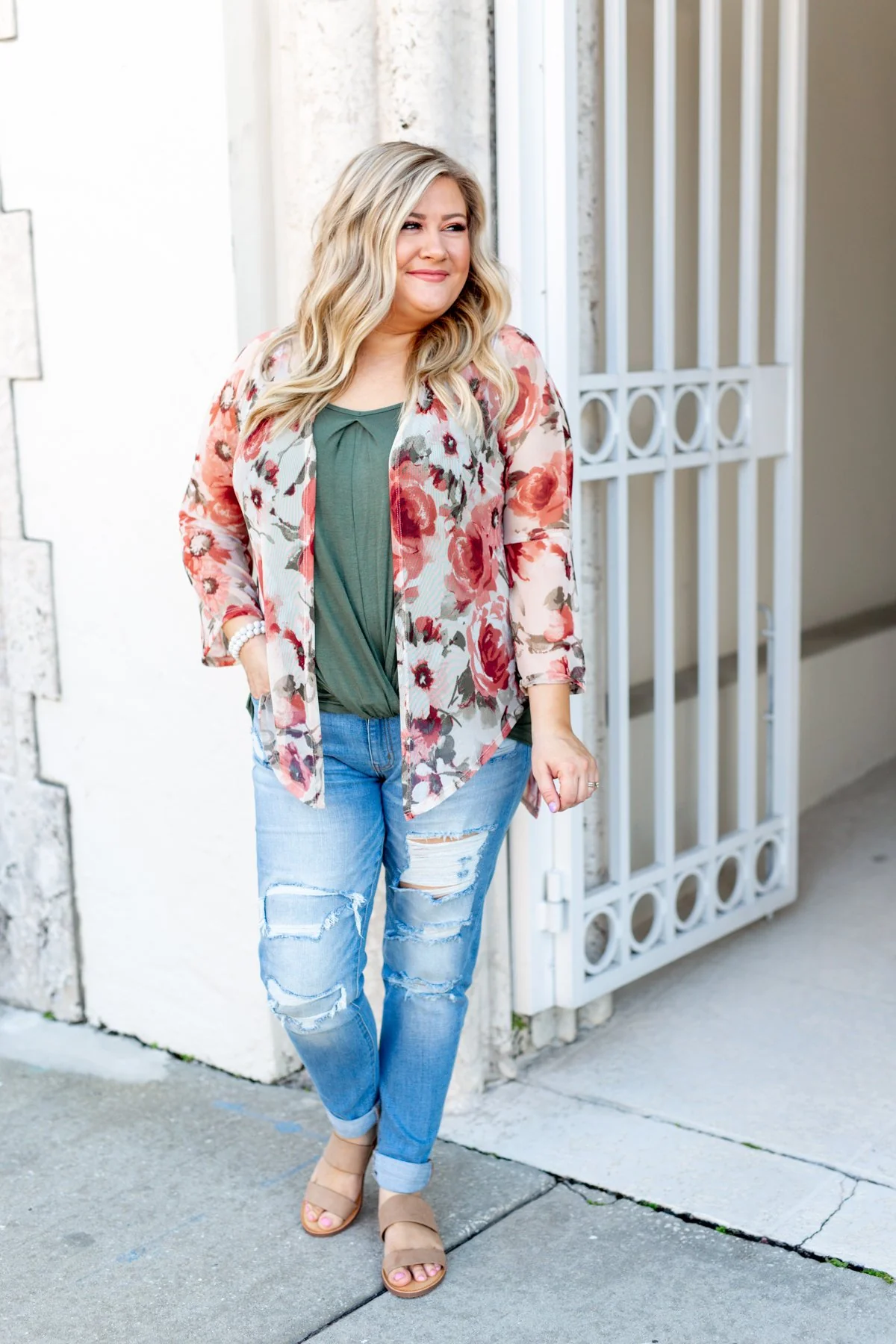 Sing A Little Louder Floral Kimono- Taupe - Image 8