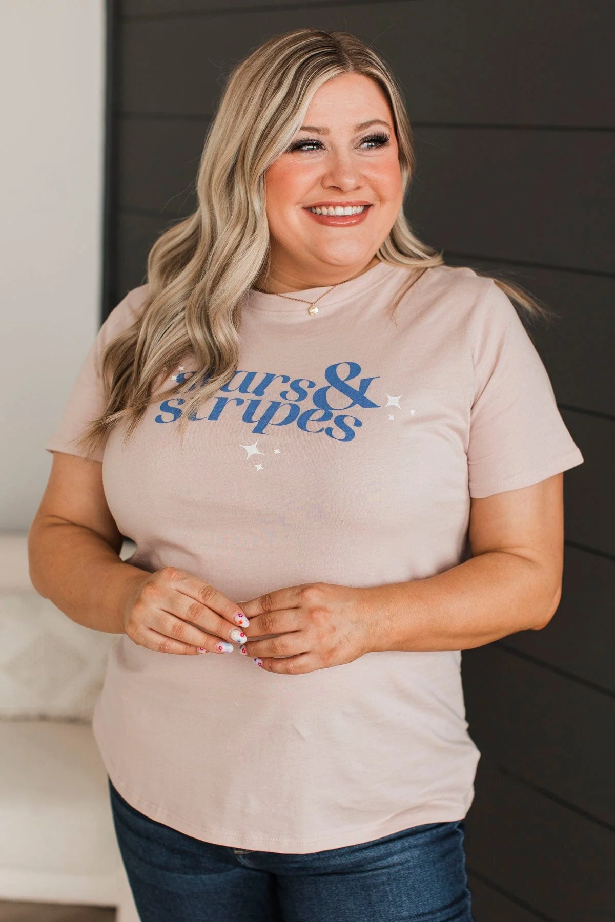 "Stars & Stripes" Graphic Top- Dusty Pink - Image 4