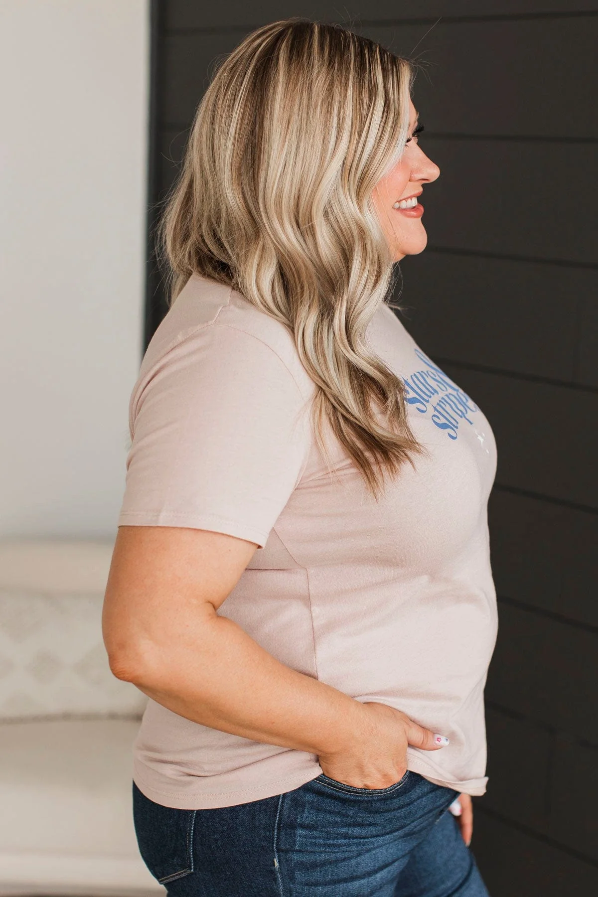 "Stars & Stripes" Graphic Top- Dusty Pink - Image 6