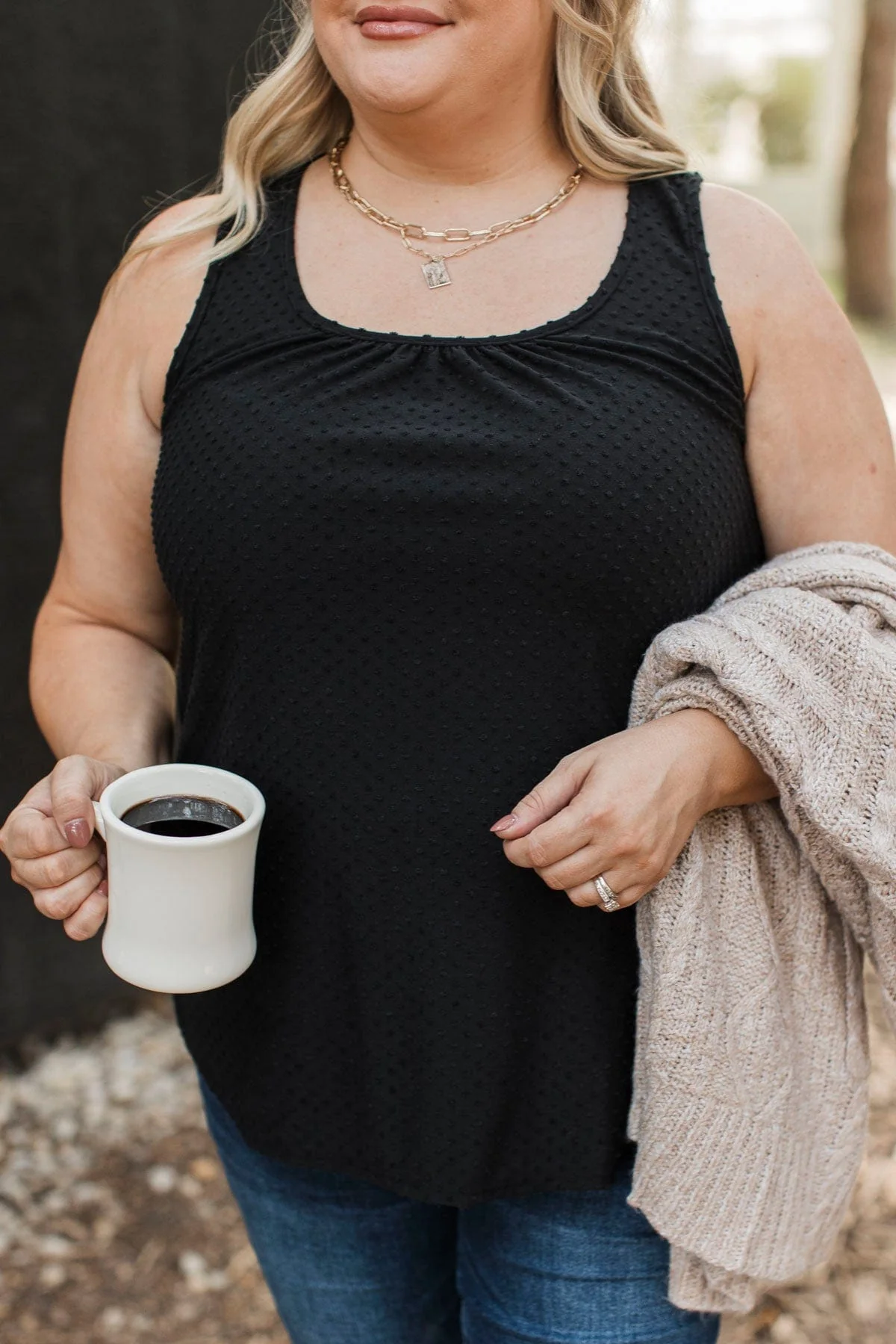 Start With Love Swiss Dot Tank Top- Black - Image 5