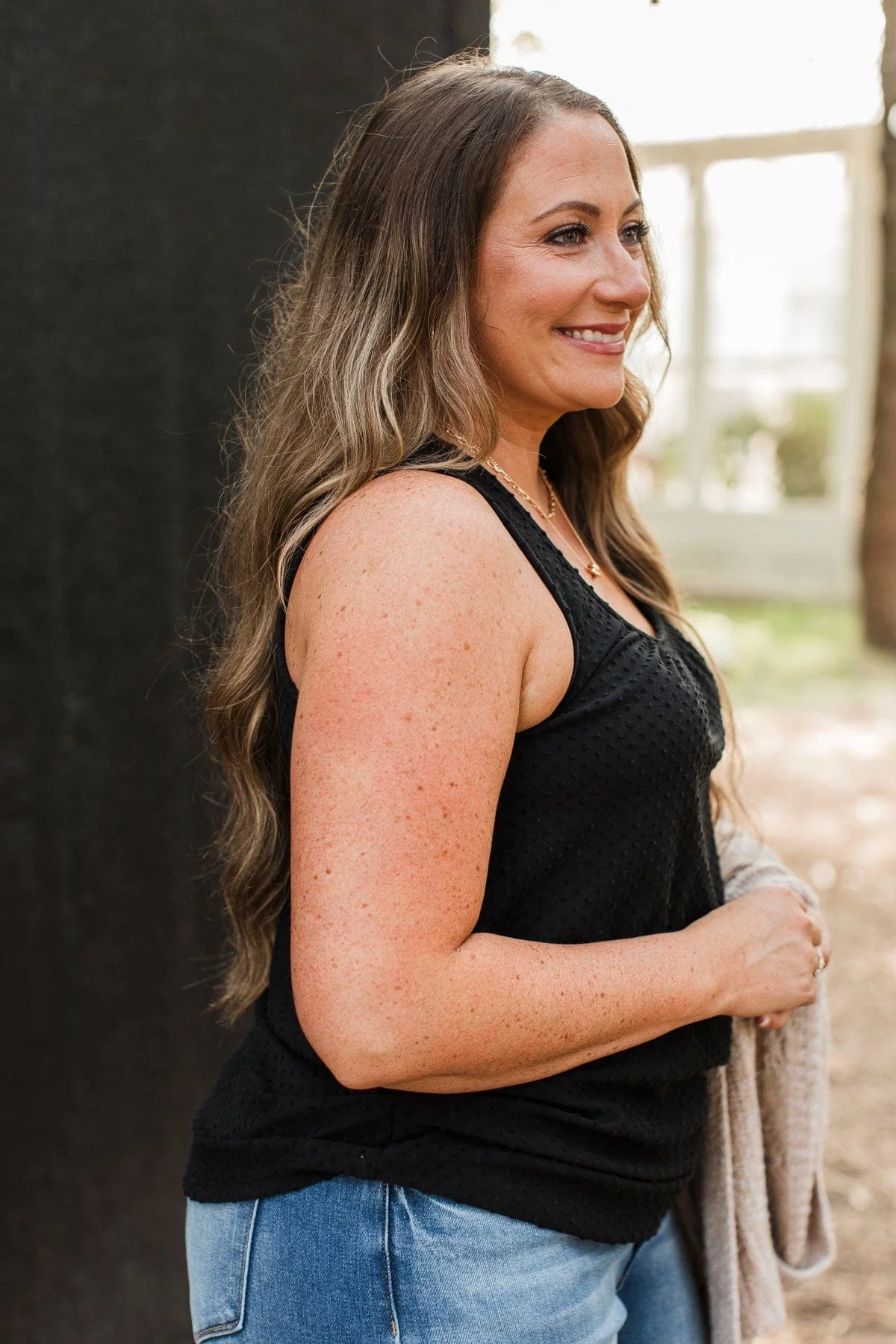 Start With Love Swiss Dot Tank Top- Black - Image 7