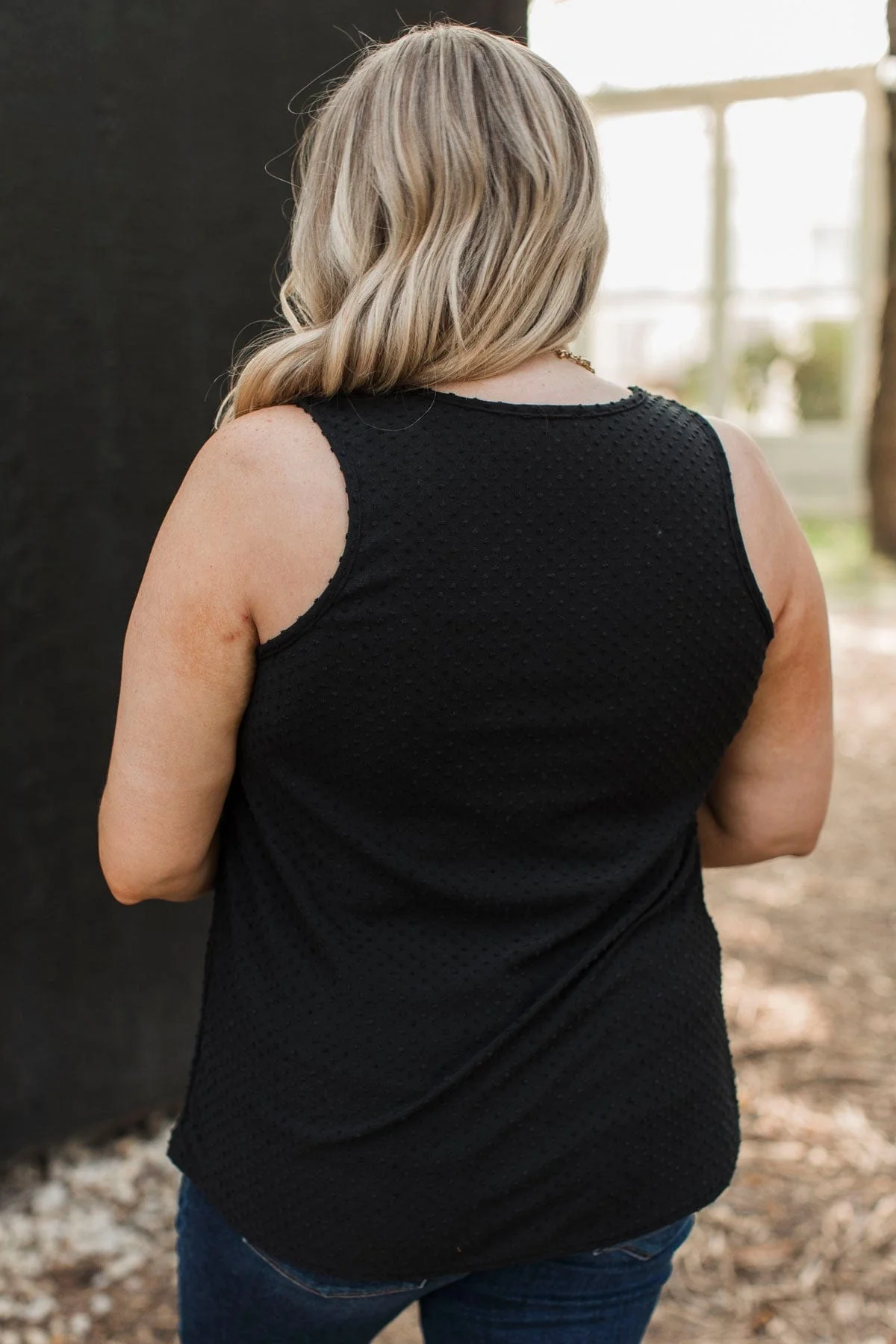 Start With Love Swiss Dot Tank Top- Black - Image 8