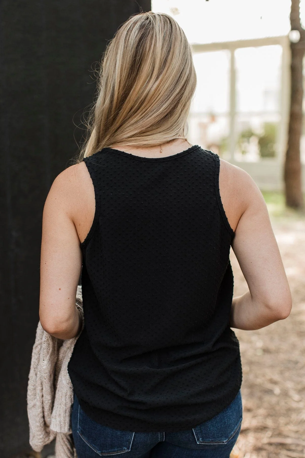 Start With Love Swiss Dot Tank Top- Black - Image 9