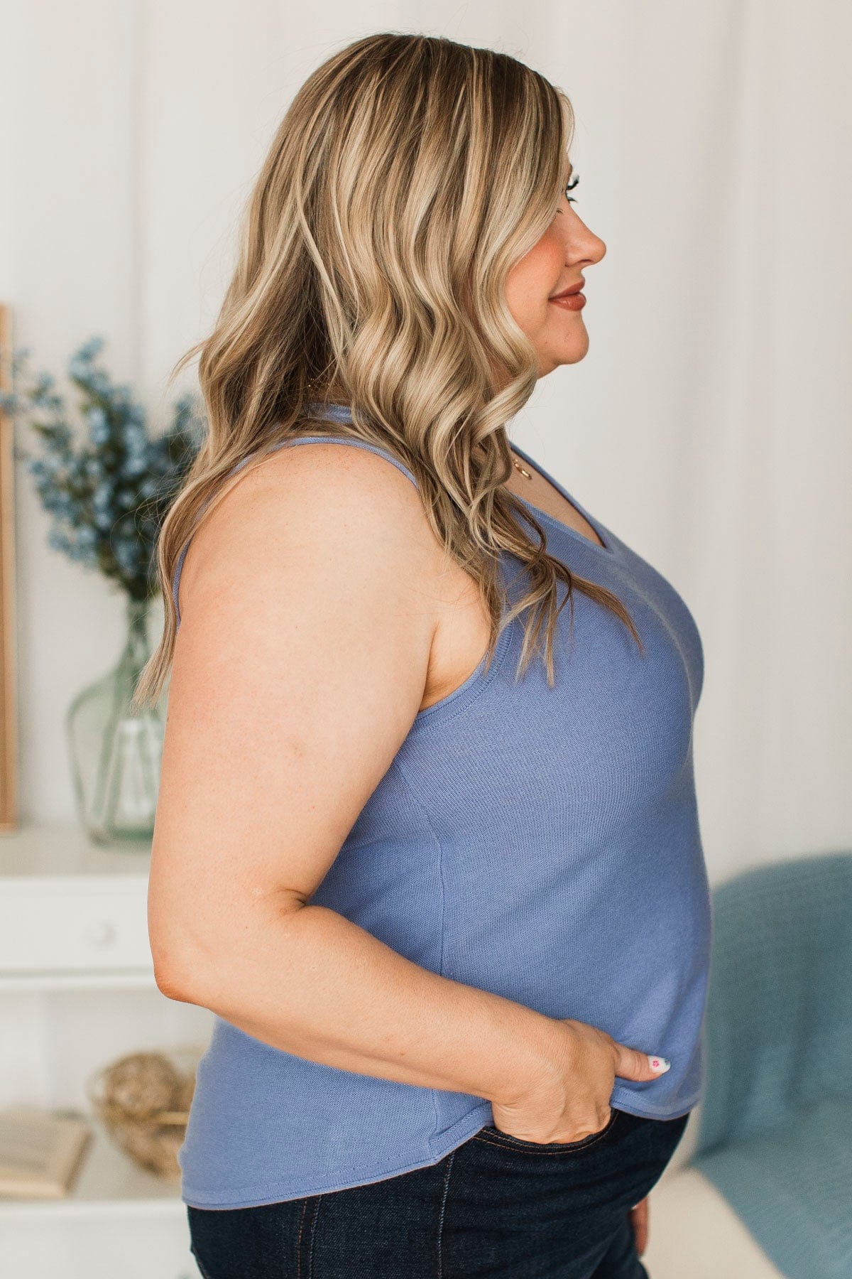 Strings Of Destiny Knit Tank Top- Periwinkle - Image 5