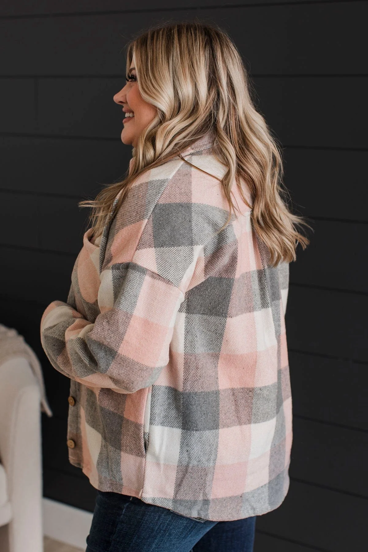 Sway To The Music Plaid Jacket- Pink & Grey - Image 10
