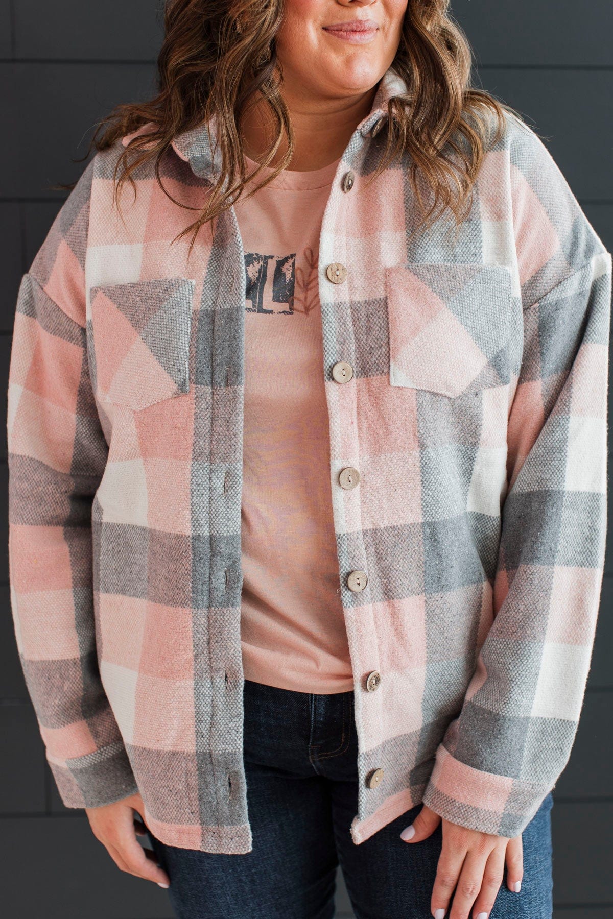 Sway To The Music Plaid Jacket- Pink & Grey - Image 6