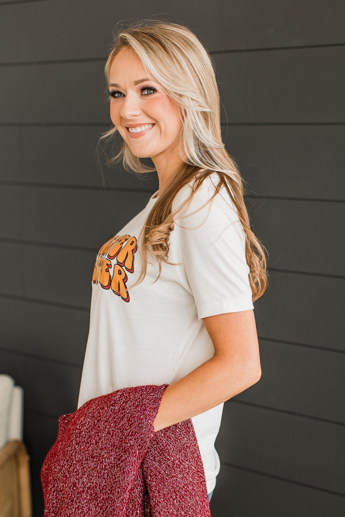 "Sweater Weather" Graphic Tee- Cream - Image 4