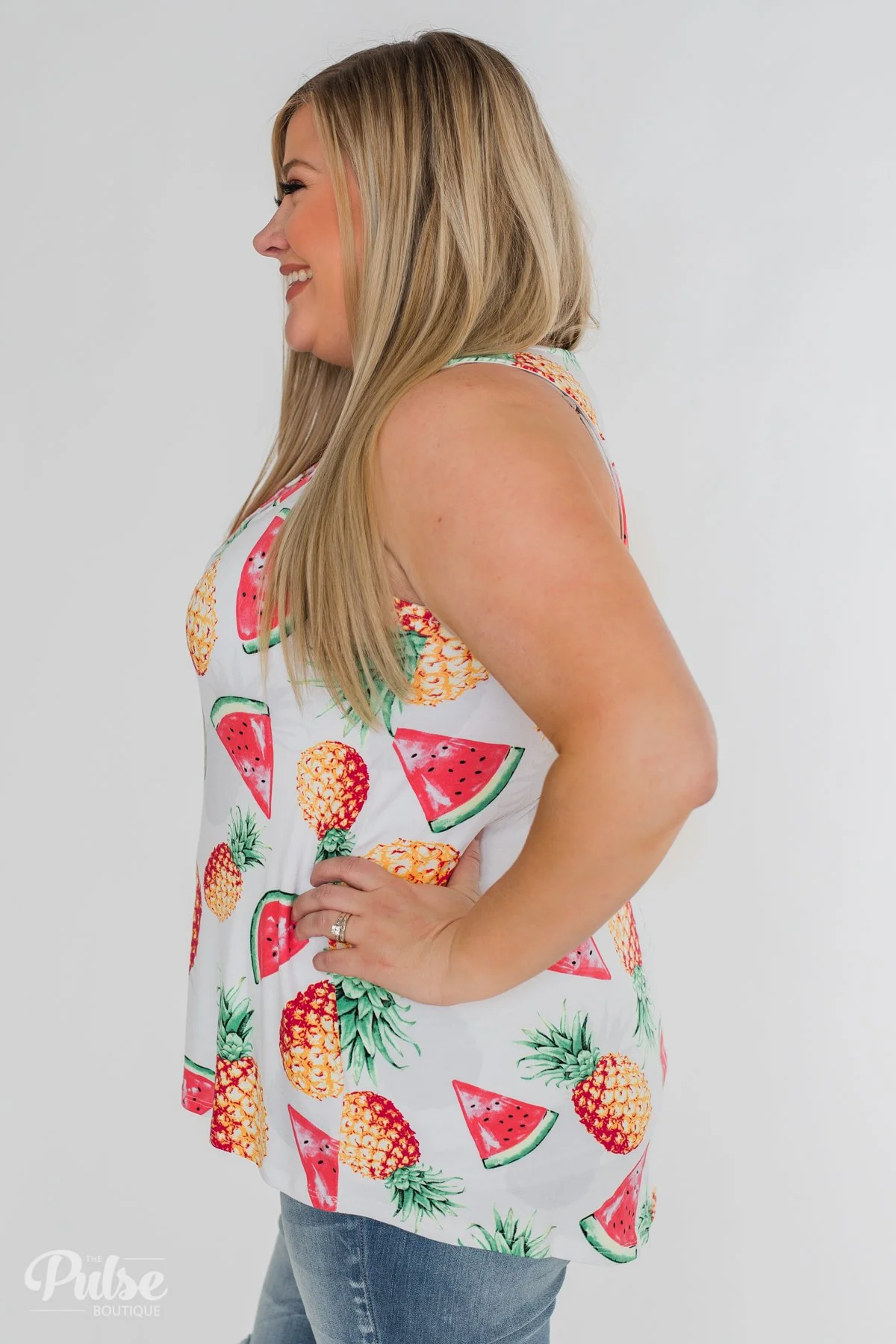 Sweet On Summer Watermelon & Pineapple Tank- White - Image 11