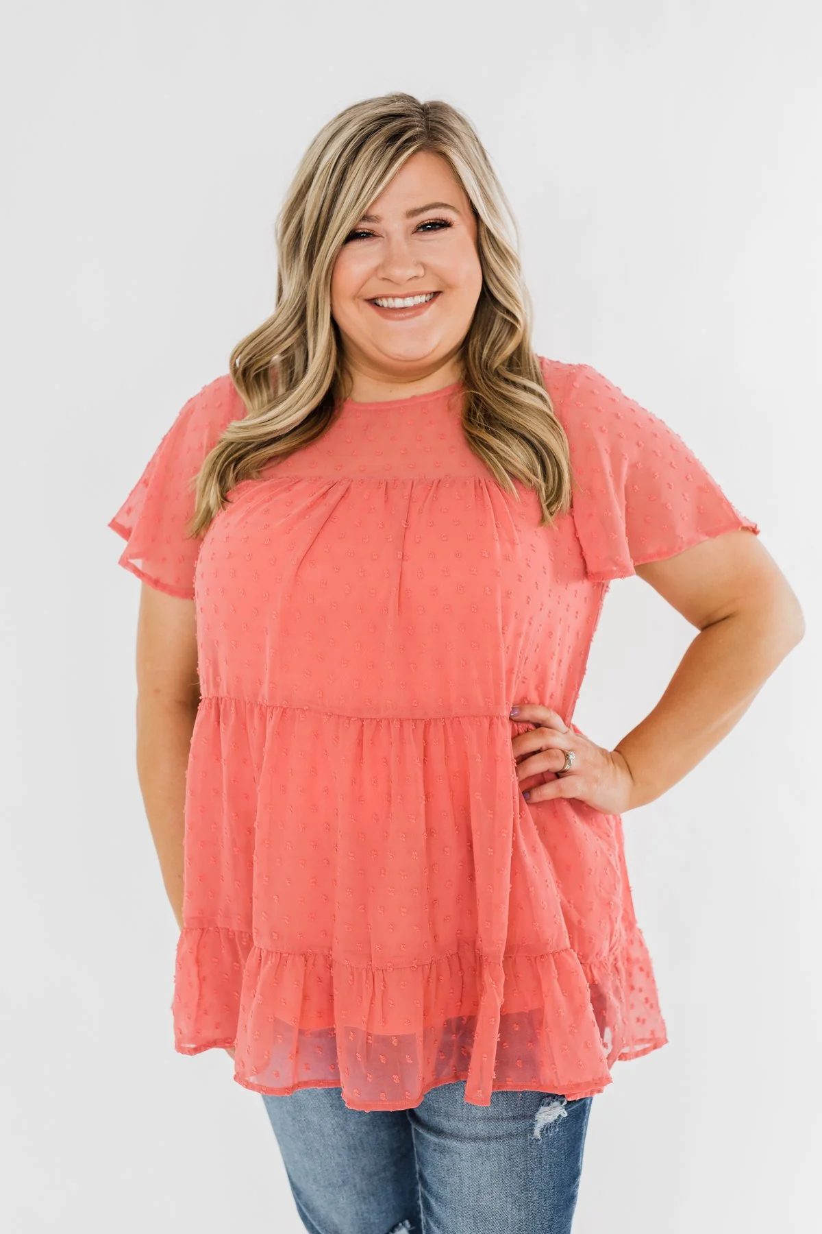 Take On The Day Ruffle Blouse- Deep Coral - Image 5