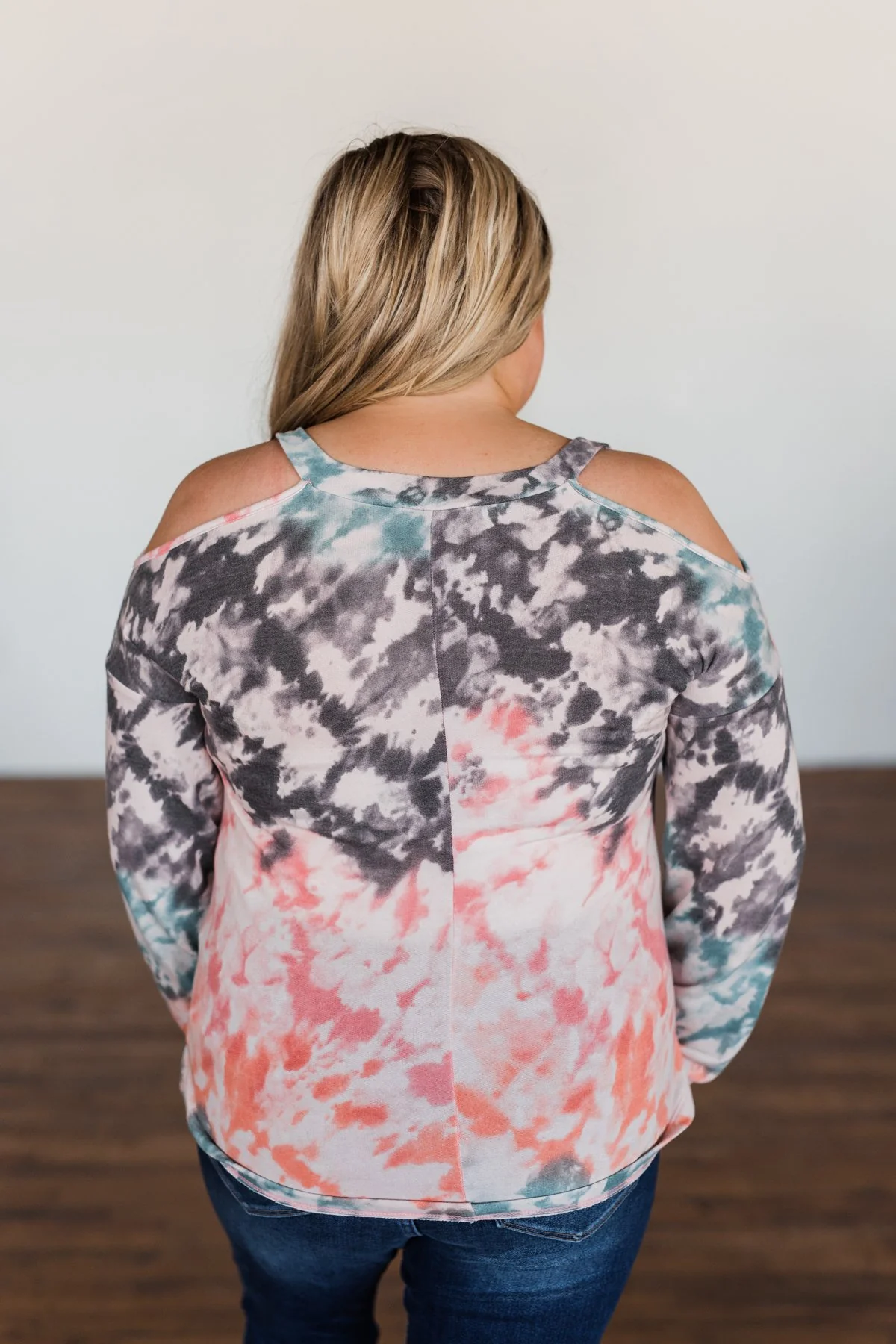 That's The Way Tie Dye Cold Shoulder Top- Multi - Image 13