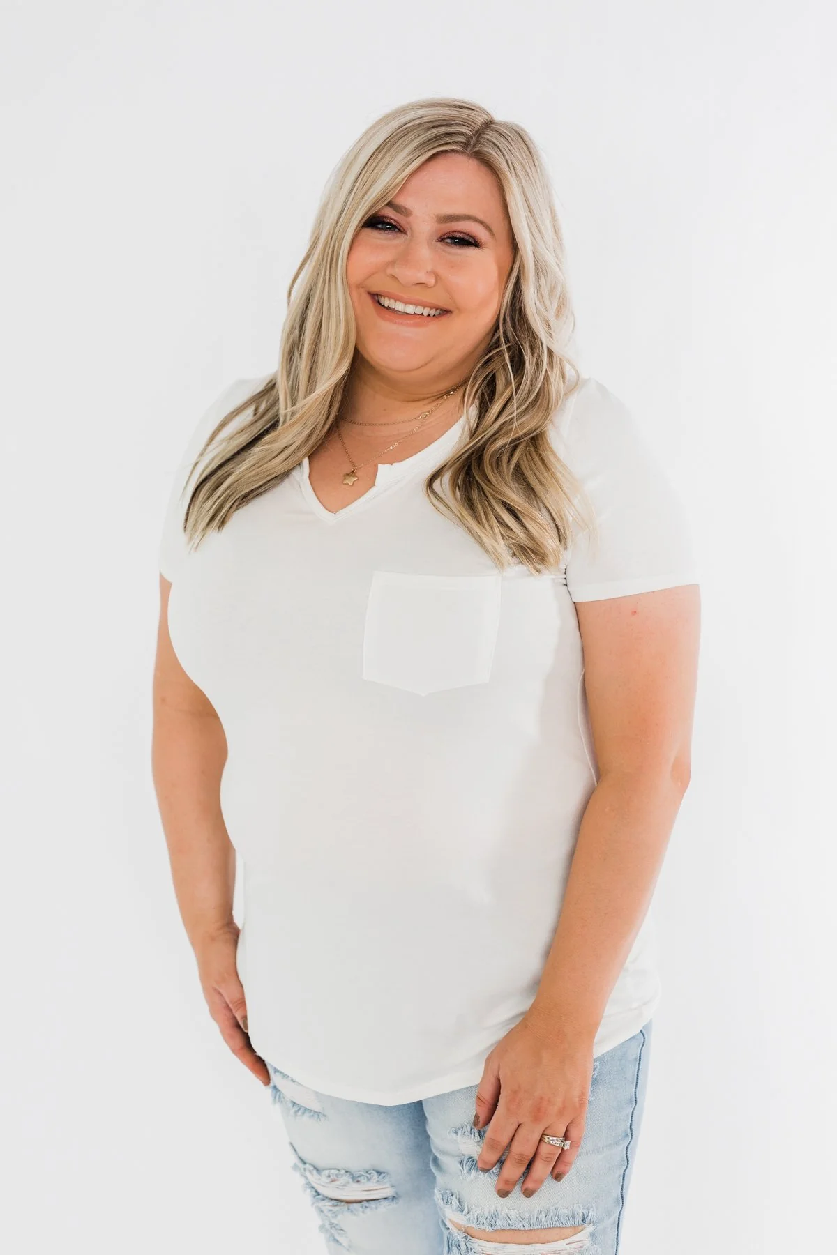 This is Me Notch Pocket Top- Off White - Image 4