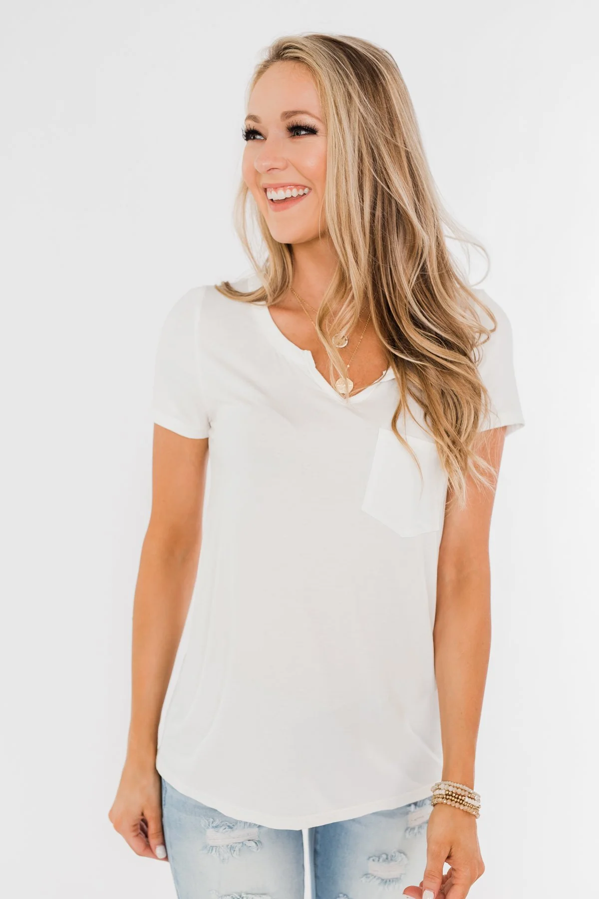 This is Me Notch Pocket Top- Off White - Image 5