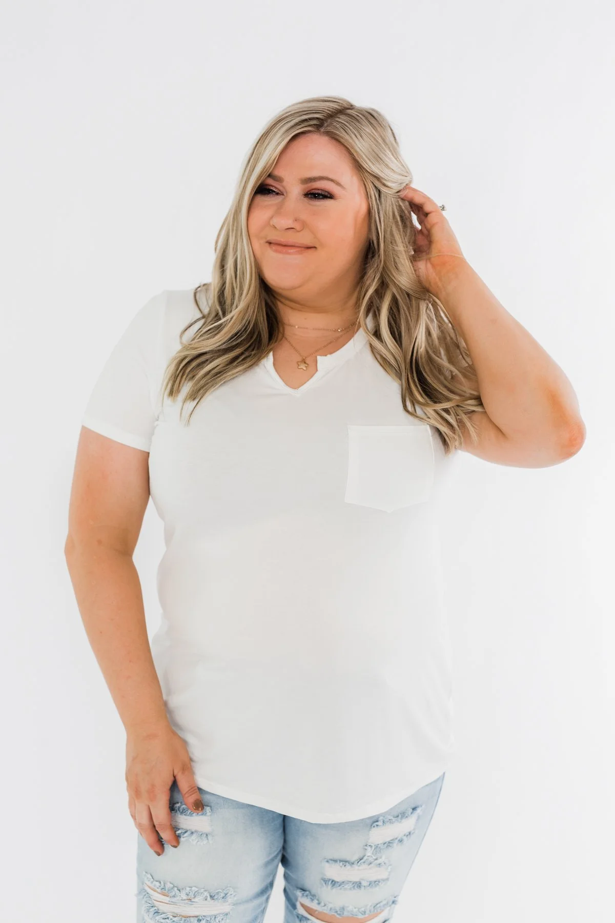 This is Me Notch Pocket Top- Off White - Image 6