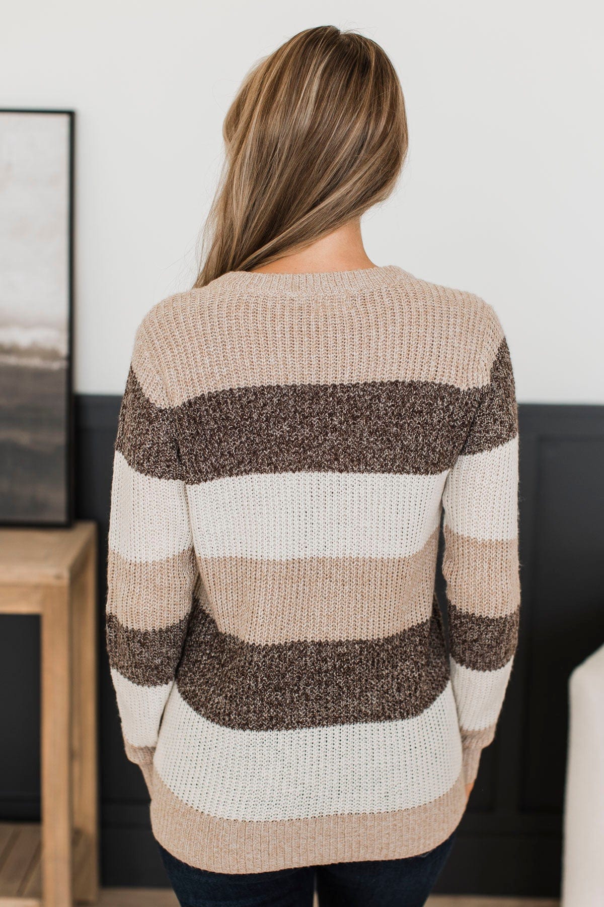 Total Favorite Color Block Sweater- Taupe & Brown - Image 11
