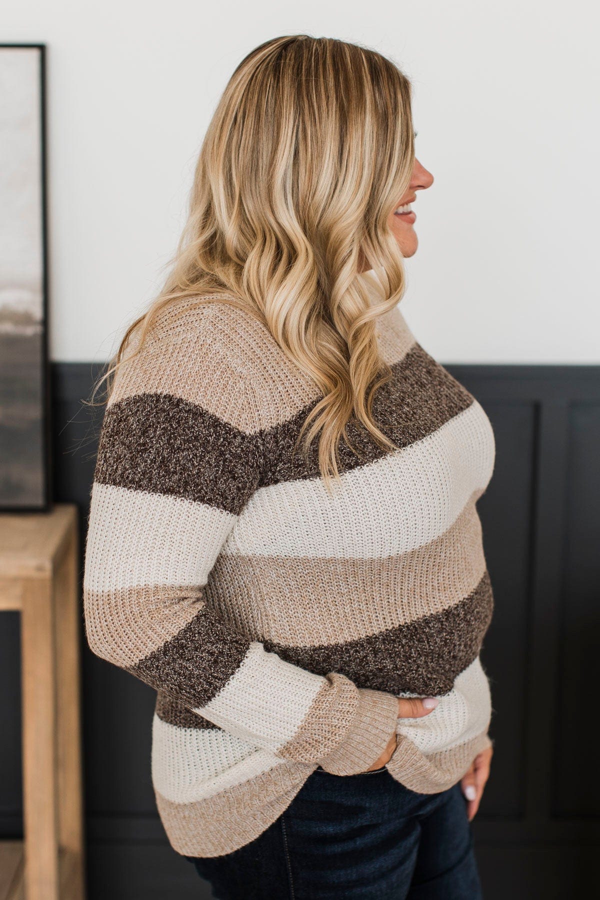 Total Favorite Color Block Sweater- Taupe & Brown - Image 8