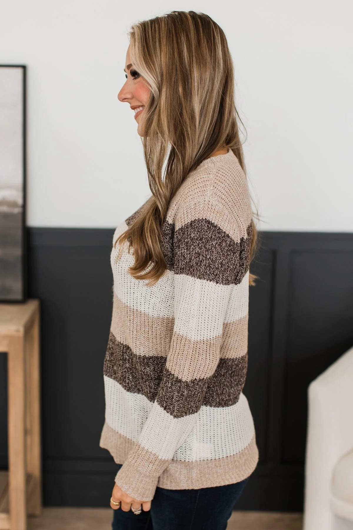 Total Favorite Color Block Sweater- Taupe & Brown - Image 9