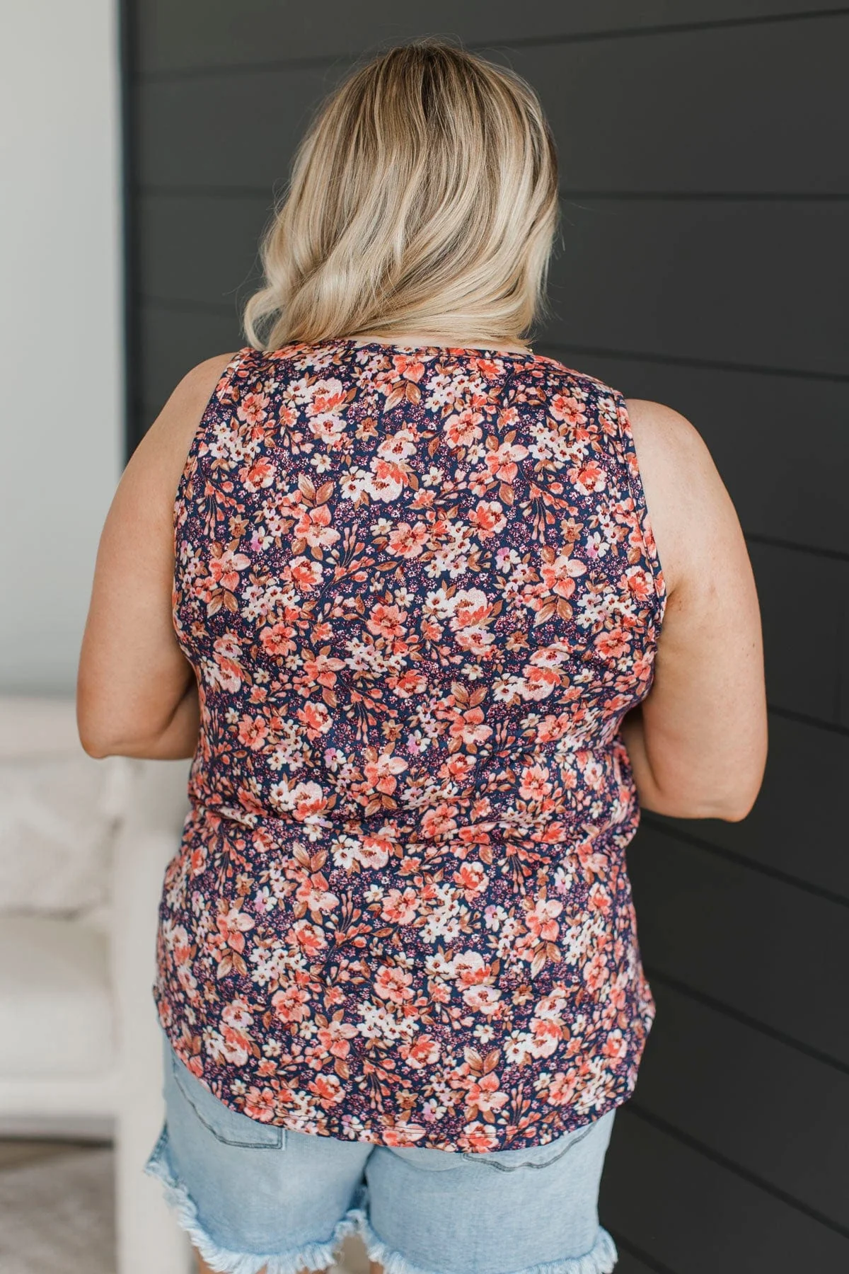 Twinkle In My Eye Floral Tank Top- Navy - Image 7