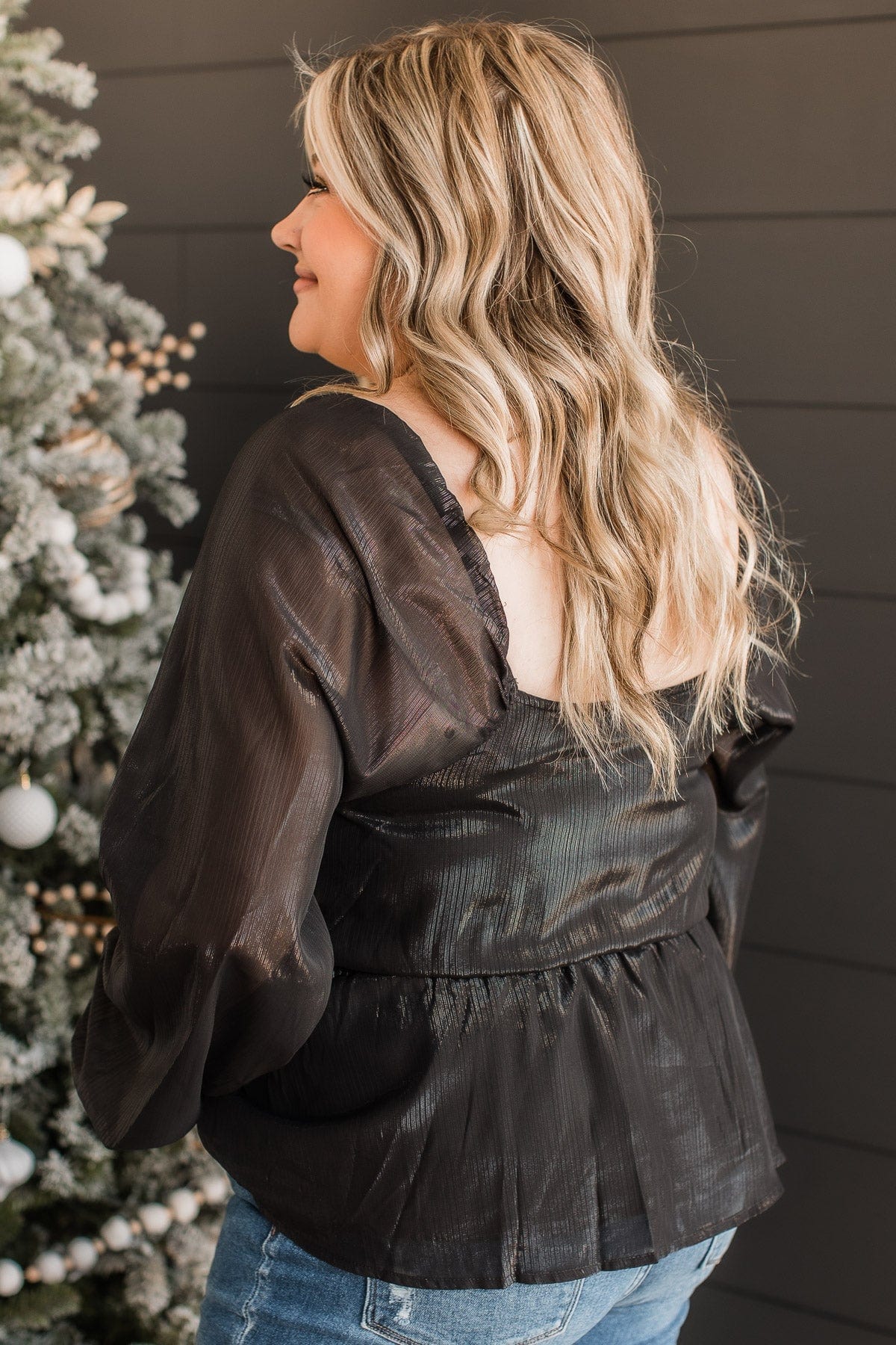 Unbeatable Sights Babydoll Blouse- Black - Image 3