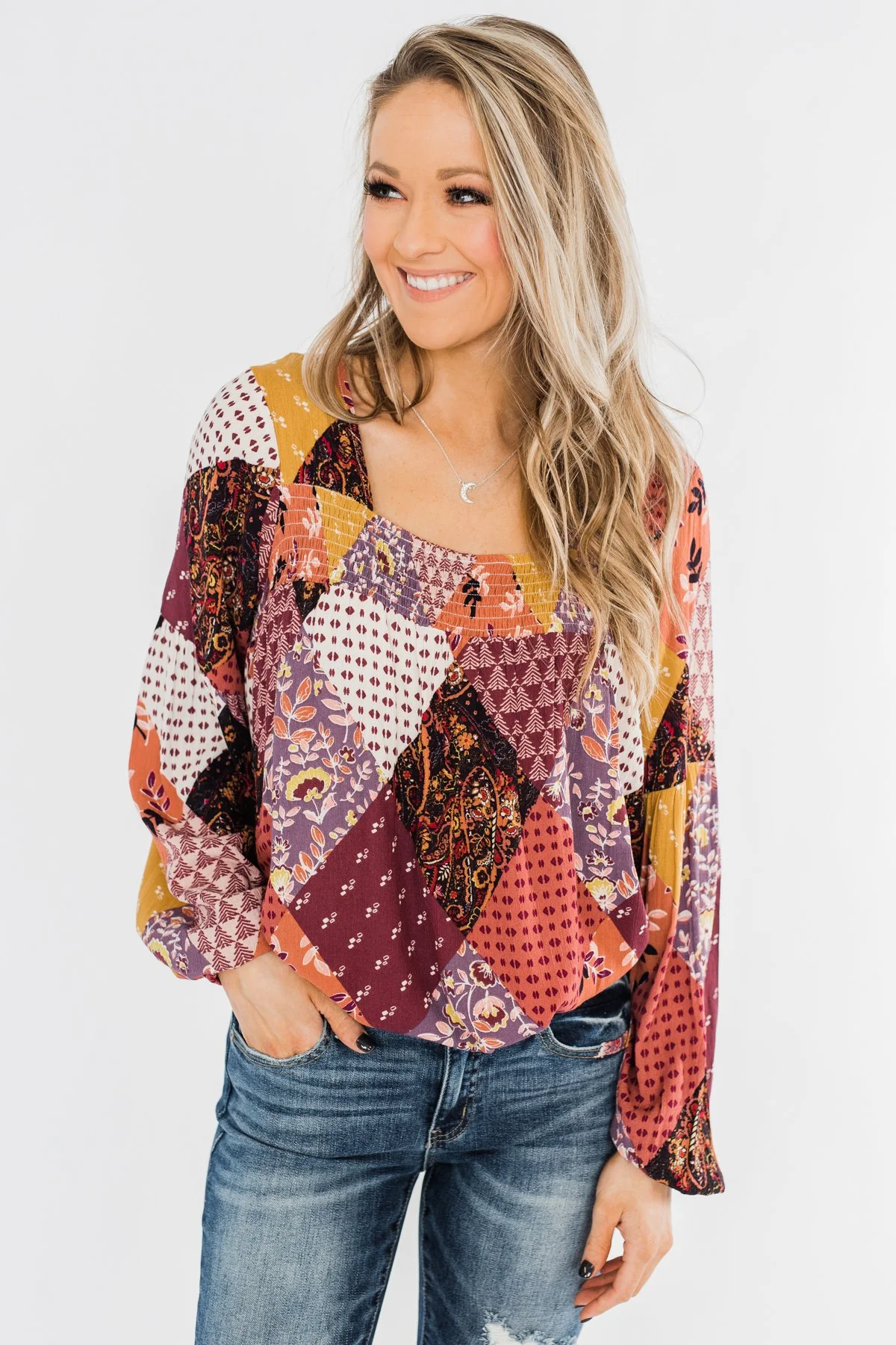 Wandering Free Printed Blouse- Purple Tones - Image 4