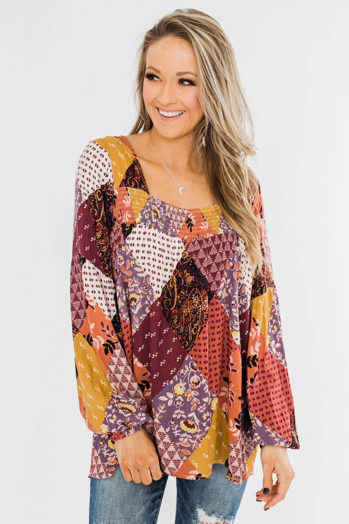 Wandering Free Printed Blouse- Purple Tones - Image 6
