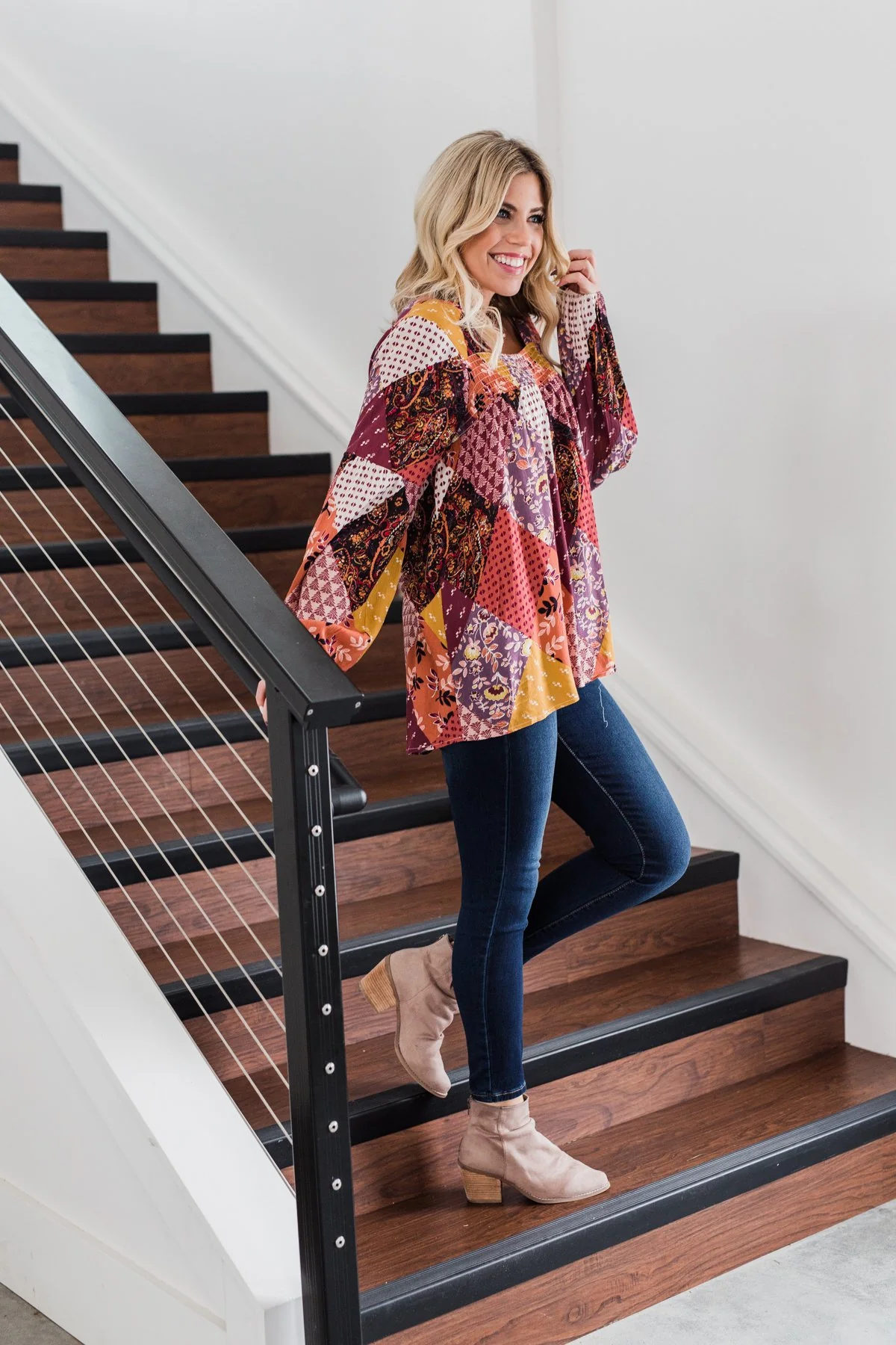 Wandering Free Printed Blouse- Purple Tones - Image 7