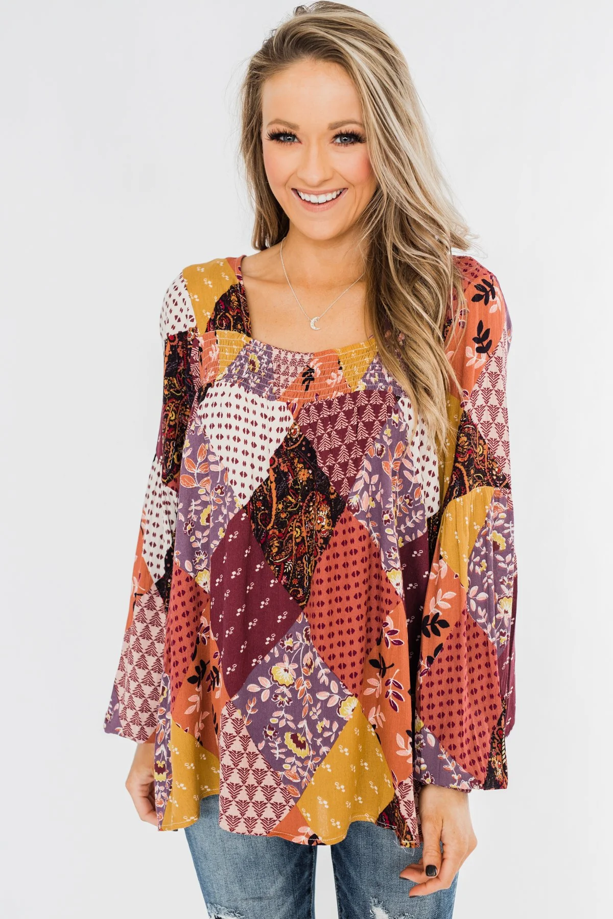Wandering Free Printed Blouse- Purple Tones - Image 8