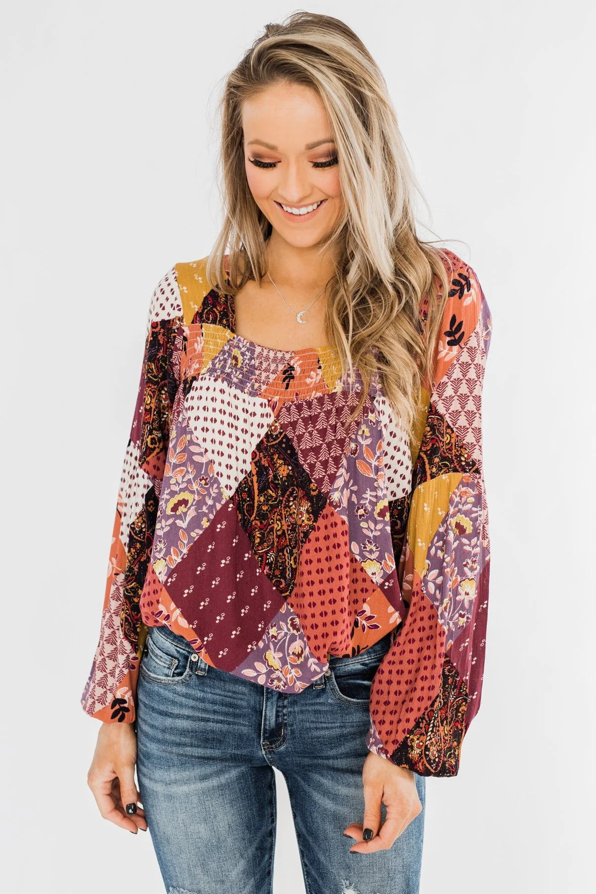 Wandering Free Printed Blouse- Purple Tones - Image 9