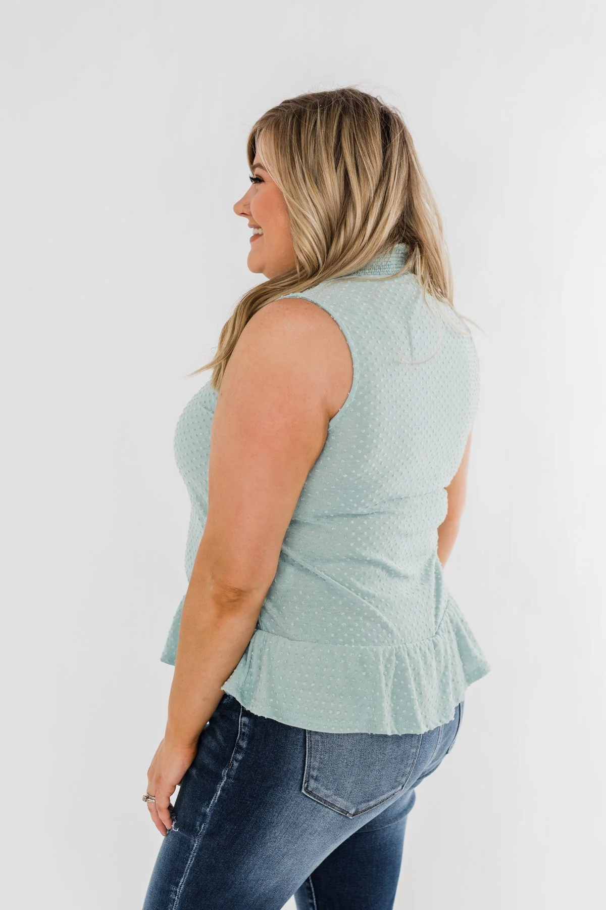 Wish Me Well Swiss Dot Tank Top- Soft Blue - Image 10