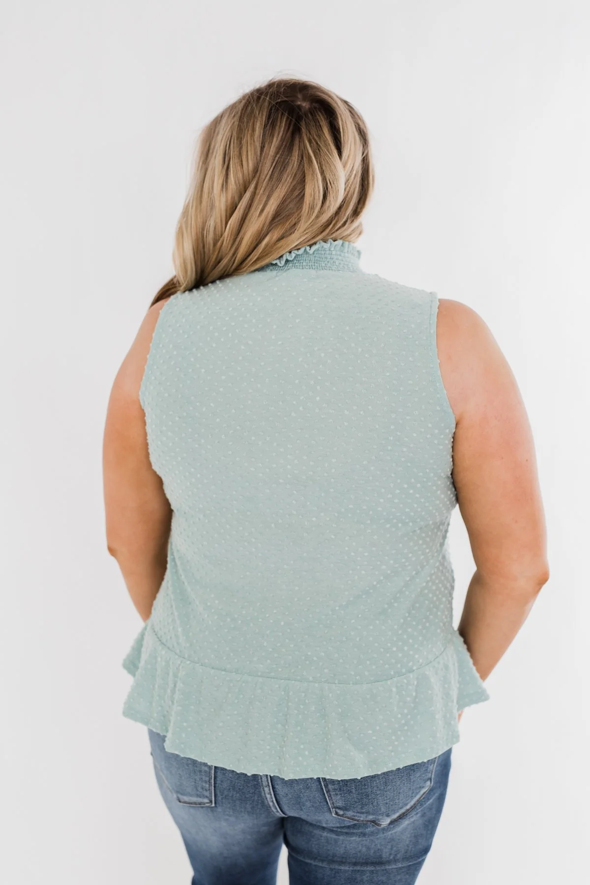 Wish Me Well Swiss Dot Tank Top- Soft Blue - Image 12