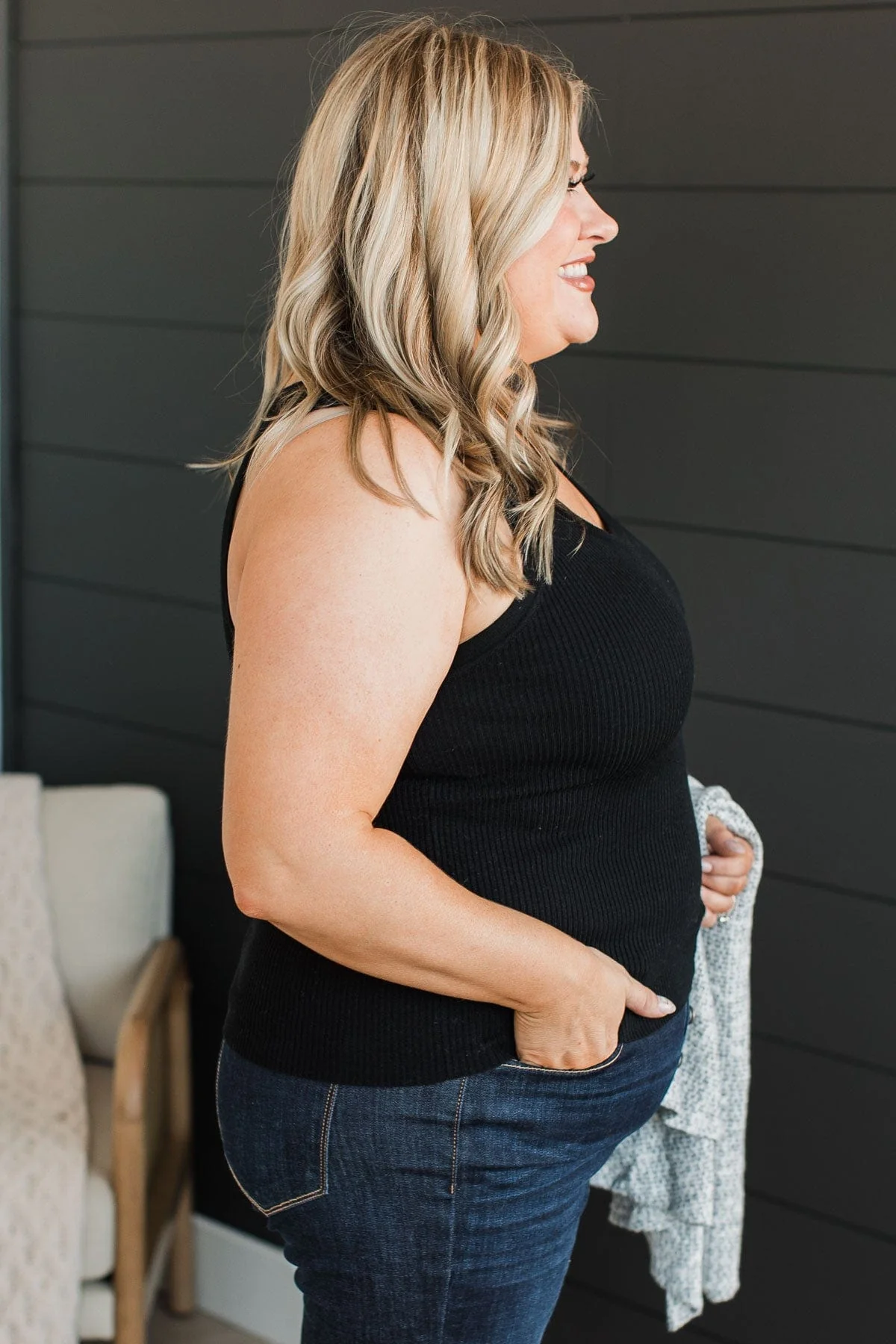 Worth A Shot Ribbed Knit Tank Top- Black - Image 5