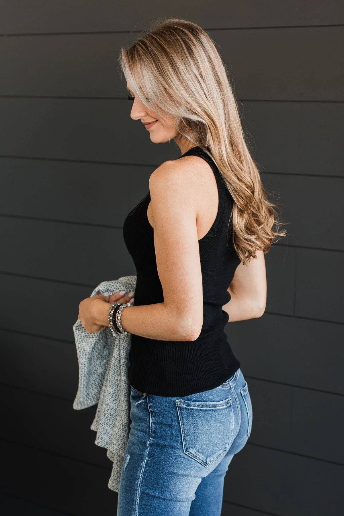 Worth A Shot Ribbed Knit Tank Top- Black - Image 6