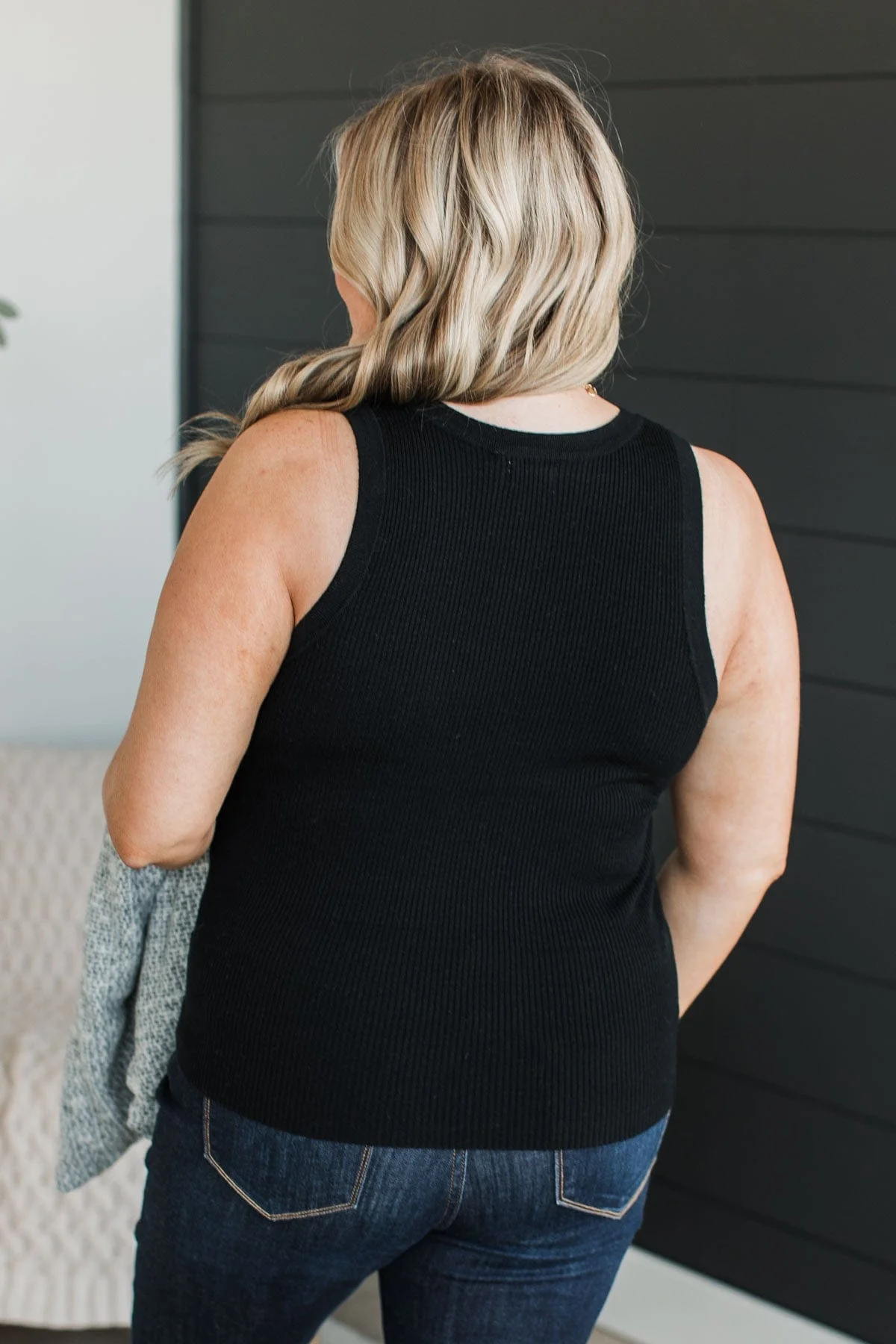 Worth A Shot Ribbed Knit Tank Top- Black - Image 7