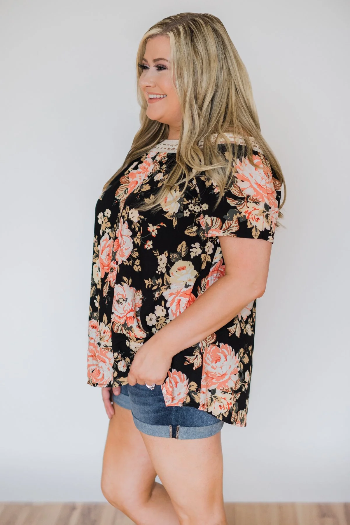 Woven Into Perfection Off the Shoulder Floral Top- Black - Image 4